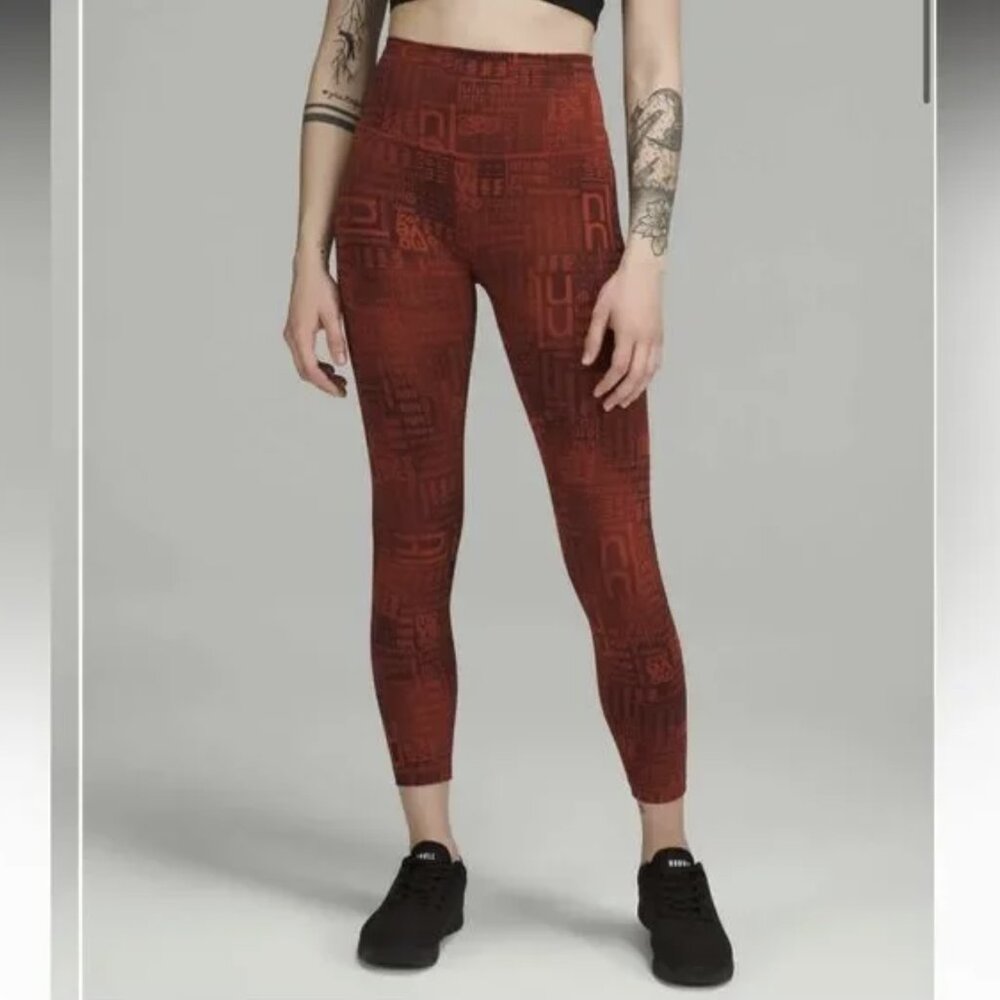 Lululemon Wunder Train High-Rise Tight 25” Size 14 in Ombre Red Logo